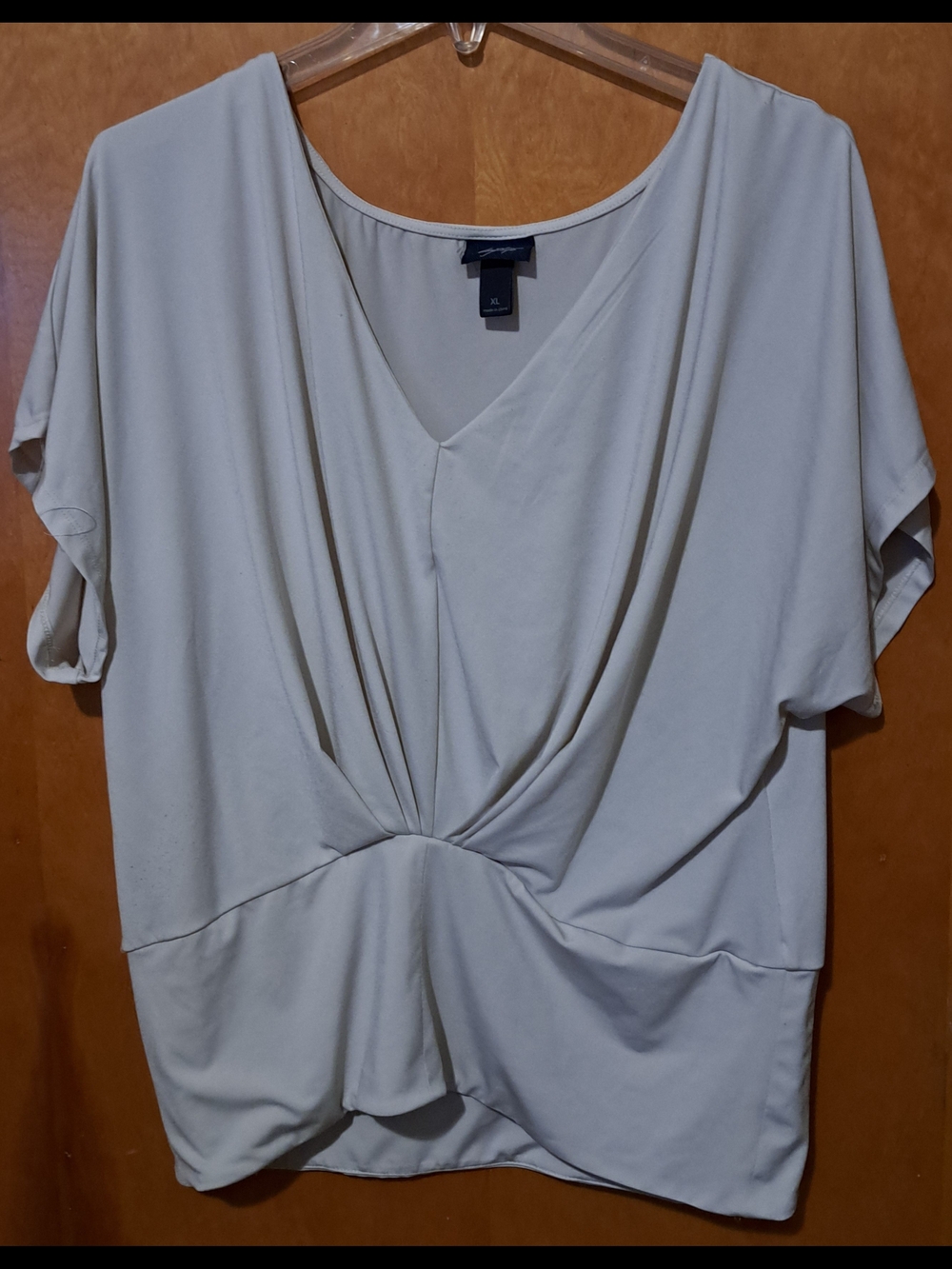 Daytrip Light Cream Draped V-Neck Women’s Top